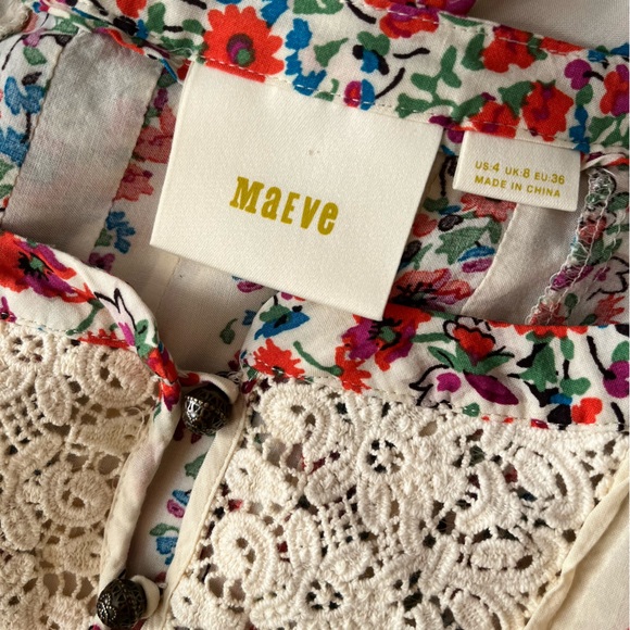 Anthropologie:MAEVE•crochet floral peplum blouse•sz 8 - Picture 8 of 16
